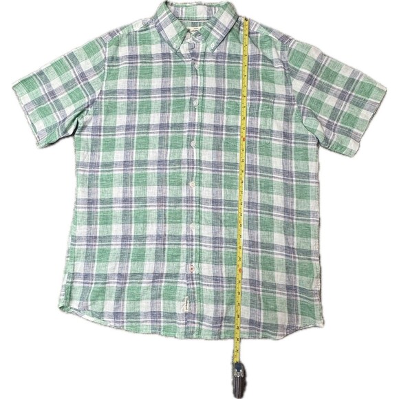 Weatherproof Vintage Shirt Men XL Plaid Washable Linen Short Sleeve Coastal - Picture 2 of 11